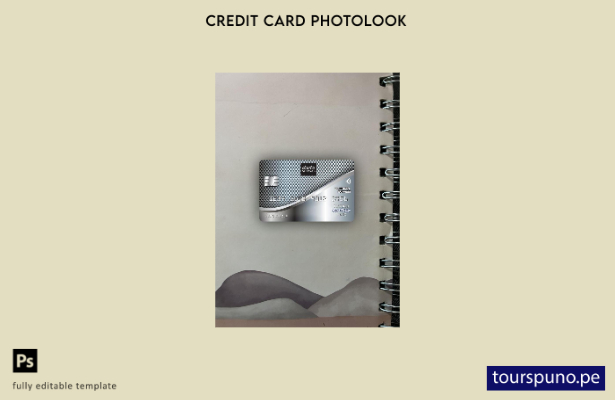 listo para imprimir Plantilla frontal de aspecto fotográfico de tarjeta de cré 5